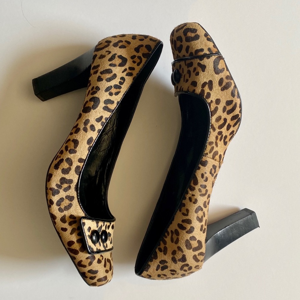 Franco Sarto Calf Hair Leopard Print Pumps Heels